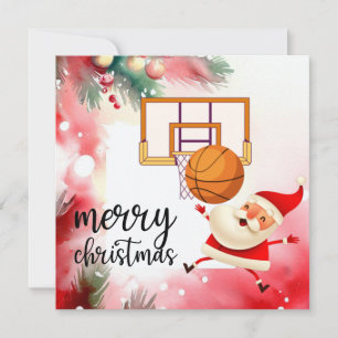 Tarjeta El baloncesto Santa Claus está jugando con Navidad