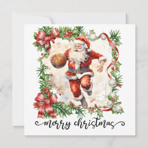 Tarjeta El baloncesto Santa Claus está jugando con Navidad