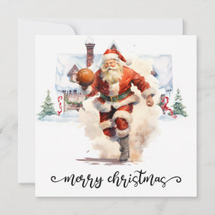 Tarjeta El baloncesto Santa Claus está jugando con Navidad