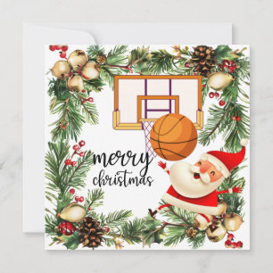 Tarjeta El baloncesto Santa Claus está jugando con Navidad
