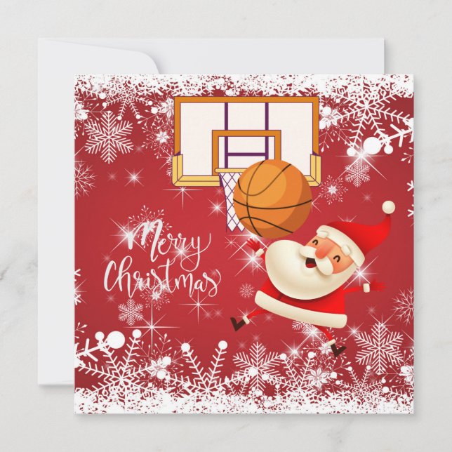 Tarjeta El baloncesto Santa Claus está jugando con Navidad (Anverso)