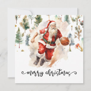 Tarjeta El baloncesto Santa Claus está jugando con Navidad