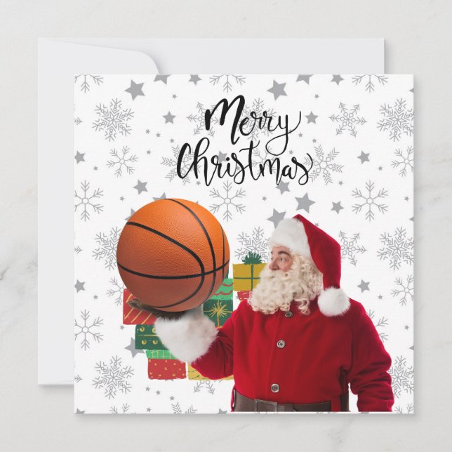 Tarjeta El baloncesto Santa Claus está jugando con Navidad (Anverso)