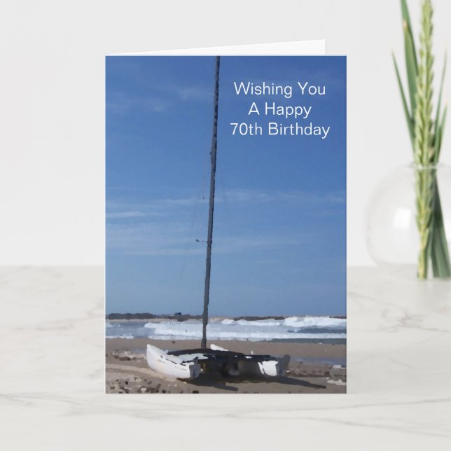 Tarjeta El barco catamarán personalizado 70 cumpleaños (Anverso)