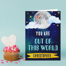 Tarjeta El Barco De Cohetes Fuera De Este El día de San Va