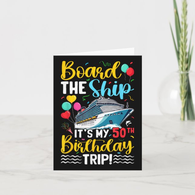 Tarjeta El barco es mi cumpleaños número 50 (Anverso)
