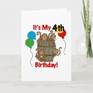 Tarjeta El barril de monos 4º cumpleaños