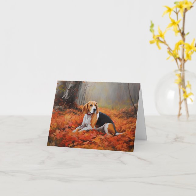 Tarjeta El Beagle en otoño se inspira en las hojas (flor amarilla)