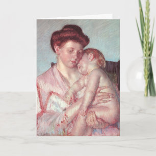 Tarjeta El bebé dormido de Cassatt, feliz día de la madre