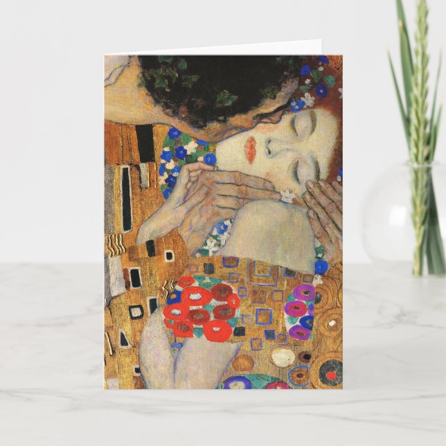 Tarjeta El beso (detalle) Gustav Klimt (Anverso)