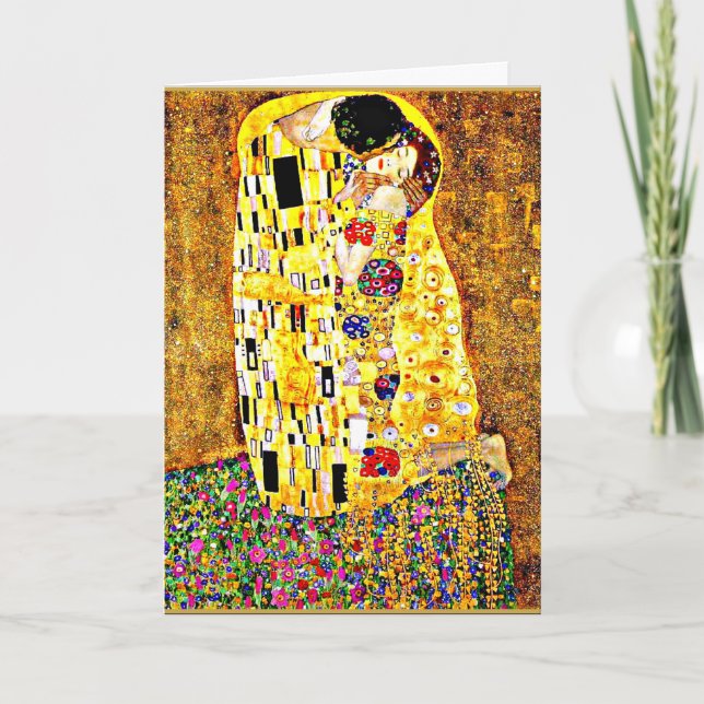 Tarjeta El beso, famoso cuadro de Gustav Klimt (Anverso)