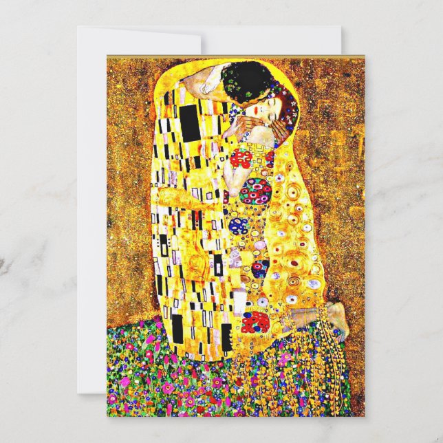 Tarjeta El beso, famoso cuadro de Gustav Klimt (Anverso)