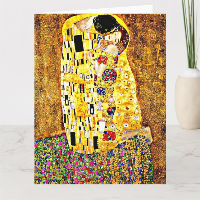 Tarjeta El beso, pintando por Gustavo Klimt (Anverso)