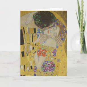 Tarjeta El Beso, Pintura al Óleo Art Nouveau, Gustav Klimt