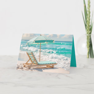 Tarjeta El Birday Beach Chaise Lounge On White Sand