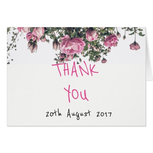 Tarjeta El boda floral le agradece cardar con los rosas