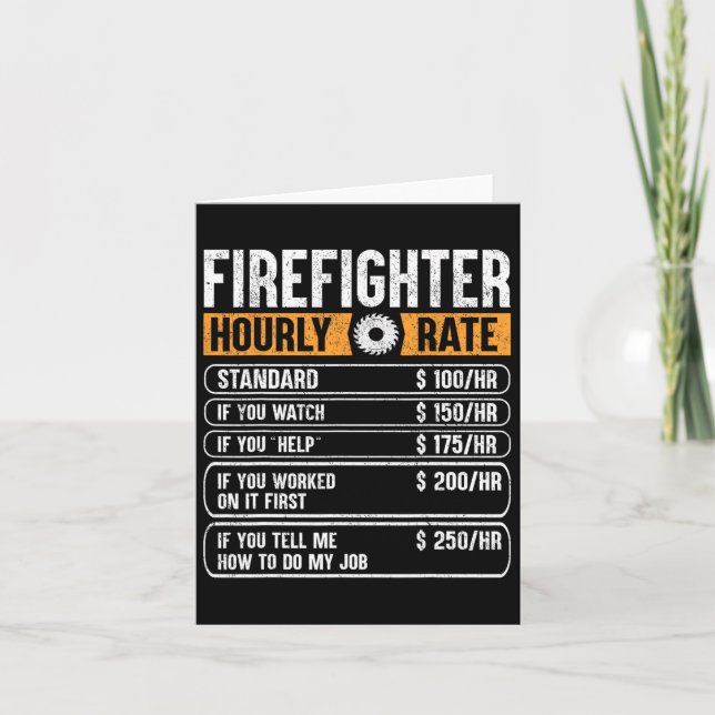 Tarjeta El Bombero Funny Hourrate Regalos Para Fireman Da (Anverso)