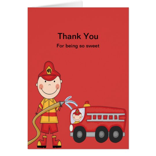 Tarjeta El bombero rojo con el Firetruck le agradece