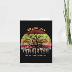 Tarjeta El Bosque Arbour Day Retro Earth Tree Sunset Be Wi