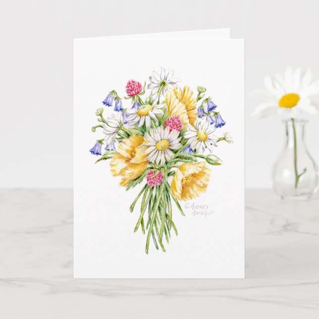 Tarjeta El Bouquet de las Flores Silvestres de Cumpleaños  (Planta pequeña)