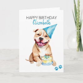 Tarjeta El Bulldog Pit Personalizado Feliz Cumpleaños