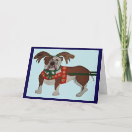 Tarjeta El Bulldog reno de Santa