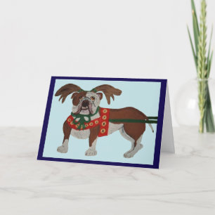 Tarjeta El Bulldog reno de Santa