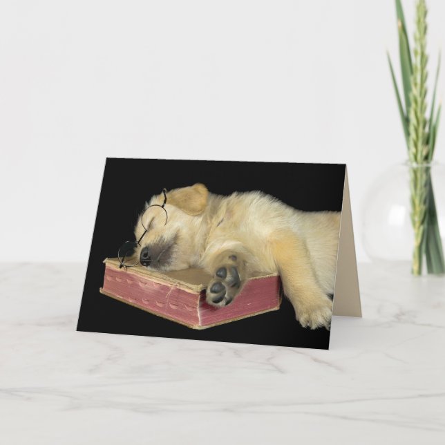 Tarjeta El cachorro de Golden Retriever te echa de menos (Anverso)