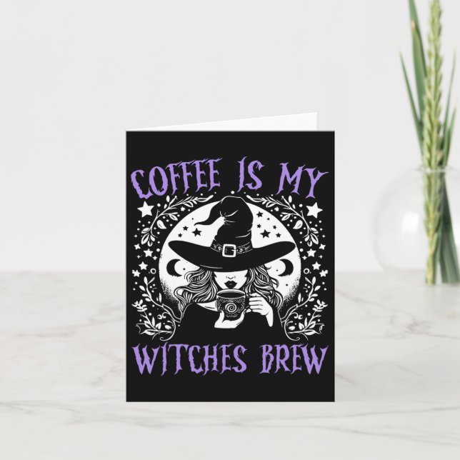 Tarjeta El café es mi bruja engendran retro Halloween Witc (Anverso)