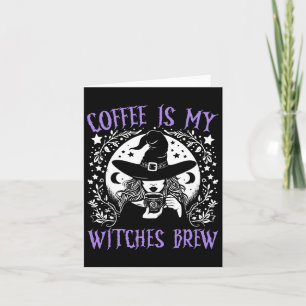 Tarjeta El café es mi bruja engendran retro Halloween Witc