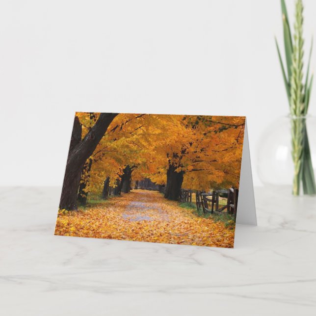 Tarjeta El caminar abajo del tiempo pasado del otoño (Anverso)