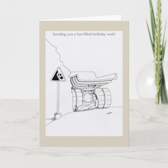 Tarjeta El camionero del feliz cumpleaños carda el dibujo (Anverso)