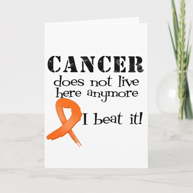 Tarjeta El cáncer de la leucemia no vive aquí más (Anverso)