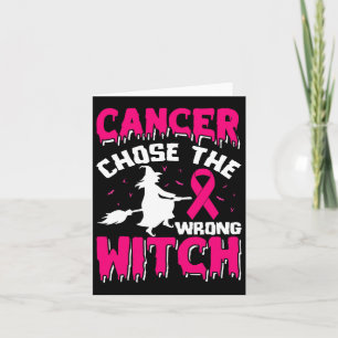Tarjeta El Cáncer De Mama Envuelto Con El Gorra De Brujas 