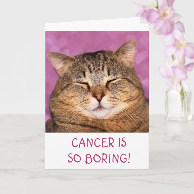 Tarjeta El cáncer es un gato gracioso (Orquídea)