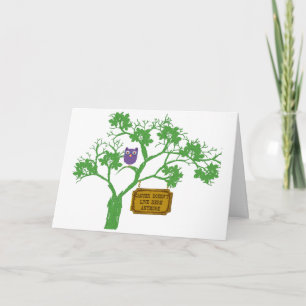 Tarjeta El cáncer no vive aquí búho de árbol
