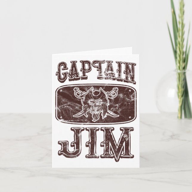 Tarjeta El capitán Jim Personalizado Pirata Pontoon Bo (Anverso)