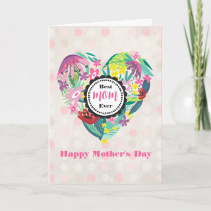Tarjeta El caprichoso corazón floral mejor madre del día d