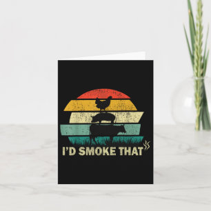 Tarjeta El Carnicero Chef Cook Bbq Humo Que La Carne De Va