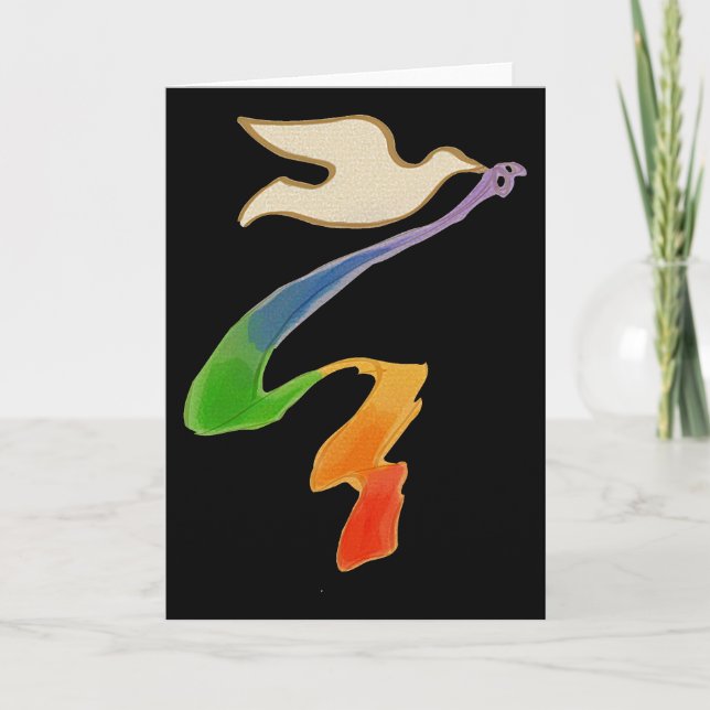 Tarjeta El casarse se zambulló con la cinta del arco iris (Anverso)