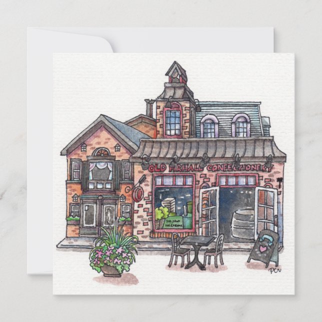 Tarjeta El casco antiguo de la ciudad (Anverso)