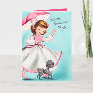 Tarjeta El chica de Cute Happy Birthday agrega mensaje