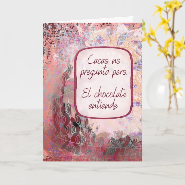 Tarjeta El Chocolate Entiende – Pensando en Ti – Spanish  (flor amarilla)