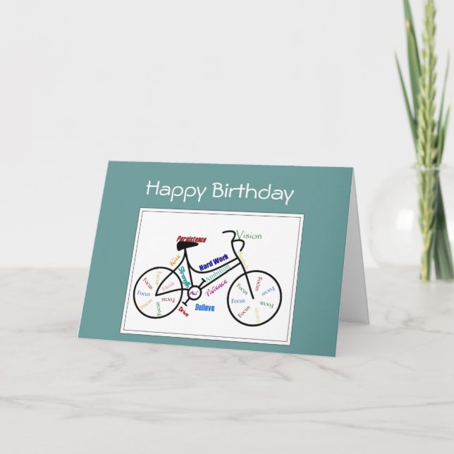 Tarjeta El ciclo de la bici del saludo del cumpleaños, se (Anverso)