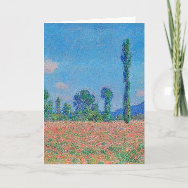 Tarjeta El cielo azul de los rojos de Monet - Campo de ama (Anverso)