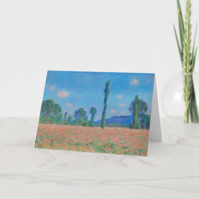 Tarjeta El cielo azul de los rojos de Monet - Campo de ama (Anverso)