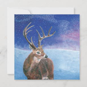 Tarjeta El ciervo rojo (Cervus elaphus) invierno nevado