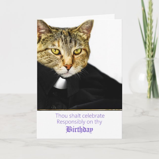 Tarjeta El clérigo Kitty celebra el cumpleaños de manera r (Anverso)