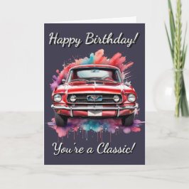 Tarjeta El coche clásico americano es un cumpleaños clásic