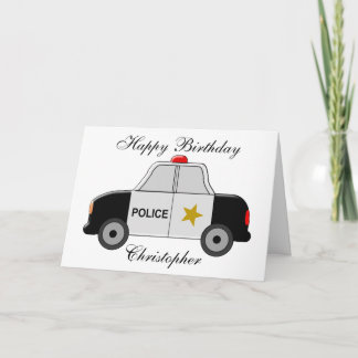 Tarjeta El coche policía apenas añade el cumpleaños